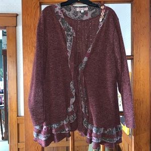 *3/$30* Joe Browns Tie-Front Wine/Gray Sweater  24